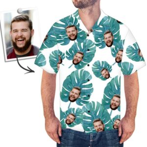 Custom Face Hawaiian Shirt Large Leaves - For Men And Women - Kids  - Thelegend59