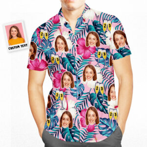 Custom Face Hawaiian Shirt Leaves Personalized Birthday Gifts  - Thelegend59