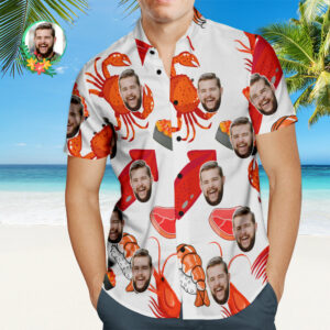 Custom Face Hawaiian Shirt Lobster Sushi Personalized Face Hawaiian Shirts  - Thelegend59