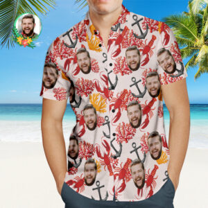 Custom Face Hawaiian Shirt Lobster Underwater World Personalized Face Hawaiian Shirts  - Thelegend59