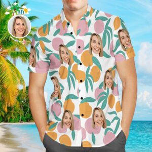 Custom Face Hawaiian Shirt Orange Design Aloha Beach Hawaiian Shirts  - Thelegend59
