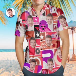 Custom Face Hawaiian Shirt Personalized Music Style Hawaiian Shirts Gift - Love Music  - Thelegend59