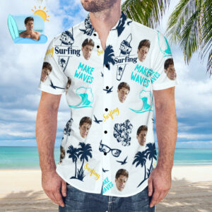 Custom Face Hawaiian Shirt Personalized Surfing Style Aloha Beach Hawaiian Shirts Gift For Surfer  - Thelegend59