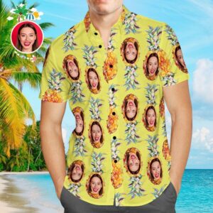 Custom Face Hawaiian Shirt Pineapple Design Aloha Beach Hawaiian Shirts  - Thelegend59