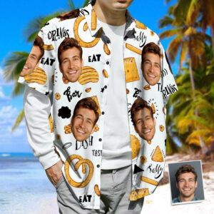 Custom Face Hawaiian Shirt Potato Chips &Amp; Onion Rings Casual Tropical Summer Hawaiian Shirts  - Thelegend59