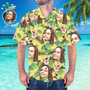 Custom Face Hawaiian Shirt Rainforest Personalized Tee For Husband  - Thelegend59