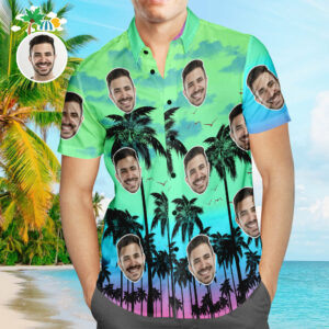 Custom Face Hawaiian Shirt Summer Fancy Personalized Aloha Beach Hawaiian Shirts For Men  - Thelegend59