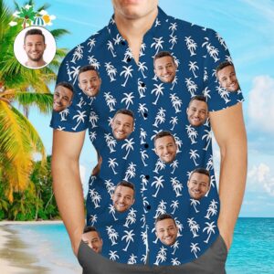 Custom Face Hawaiian Shirt Tree Aloha Beach Hawaiian Shirts With Dog Face  - Thelegend59