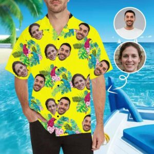 Custom Face Hawaiian Shirts Face Flower Birds Unisex &Amp; Teenage Hawaiian Shirt  - Thelegend59
