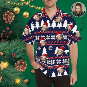 Custom Face Hawaiian Shirts Face Snow Christmas Unisex &Amp; Teenage Hawaiian Shirt  - Thelegend59