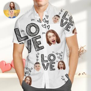 Custom Face Hawaiian Shirts For Boyfriends Short-Sleeve Regular Fit Hawaiian Shirtss With Love  - Thelegend59