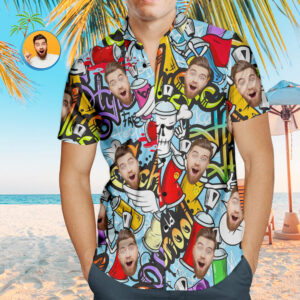 Custom Face Hawaiian Shirts Personalized Hip Hop Style Cool Hawaiian Shirts  - Thelegend59