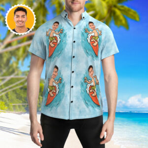Custom Face Hawaiian Shirts Sea Surfing Hawaiian Shirts For Summer Party  - Thelegend59