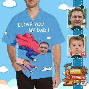 Custom Face I Love My Dad Men'S All Over Print Hawaiian Shirt  - Thelegend59
