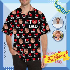 Custom Face I Love You Dad Men'S All Over Print Hawaiian Shirt  - Thelegend59