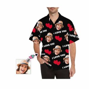 Custom Face I Love You Men'S All Over Print Hawaiian Shirt  - Thelegend59