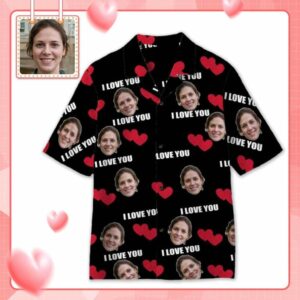 Custom Face Love You Men'S All Over Print Hawaiian Shirt  - Thelegend59