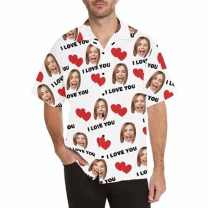 Custom Face Lover Men'S All Over Print Hawaiian Shirt  - Thelegend59