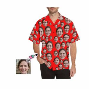 Custom Face Lover Red Men'S All Over Print Hawaiian Shirt  - Thelegend59