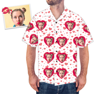 Custom Face Loving Couple Men'S All Over Print Hawaiian Shirt  - Thelegend59