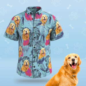 Custom Face Men Hawaiian Shirts Personalized Cute Dog Face For Pet Lover - Smoke Blue  - Thelegend59