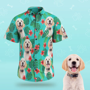 Custom Face Men Hawaiian Shirts Personalized Dog Face On A Hawaiian Shirt For Pet Lover - Green  - Thelegend59