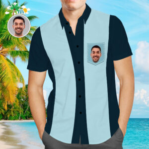 Custom Face Men'S Bowling Hawaiian Shirtss 50S Retro Classic Striped Style Hawaiian Shirts For Men  - Thelegend59