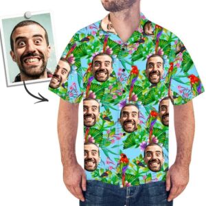 Custom Face Men'S Hawaiian Shirt Parrot  - Thelegend59