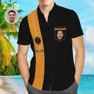 Custom Face Men'S Music Guitar Print Casual Short Sleeve Hawaiian Shirt Vintage Bowling Hawaiian Shirtss For Men  - Thelegend59