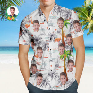 Custom Face Men'S Vintage Hawaiian Shirt Palm Tree Aloha Beach Hawaiian Shirts Gift For Him  - Thelegend59