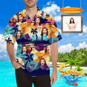 Custom Face Modern Abstract Men'S All Over Print Hawaiian Shirt  - Thelegend59