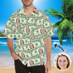 Custom Face Money Men'S All Over Print Hawaiian Shirt  - Thelegend59
