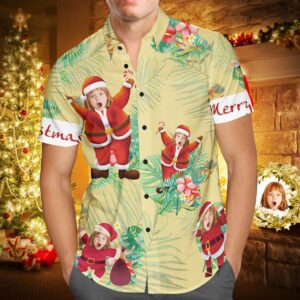 Custom Face Personalised Christmas Hawaiian Shirt Merry Christmas Santa Claus Holiday Gifts  - Thelegend59