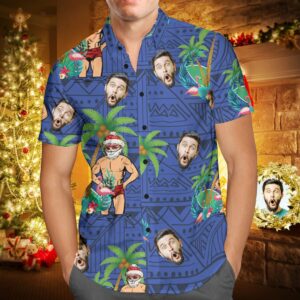 Custom Face Personalised Christmas Hawaiian Shirt Santa Claus On Vacation Holiday Gifts  - Thelegend59