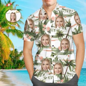 Custom Face Personalised Hawaiian Shirt All Over Print Coconut Tree  - Thelegend59