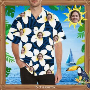 Custom Face Petals Men'S All Over Print Hawaiian Shirt  - Thelegend59