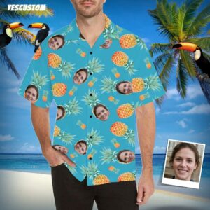 Custom Face Pineapple Men'S All Over Print Hawaiian Shirt  - Thelegend59