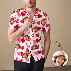 Custom Face Pink Rose Men'S All Over Print Hawaiian Shirt  - Thelegend59