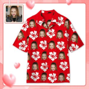 Custom Face Romantic Red Flowers Men'S All Over Print Hawaiian Shirt  - Thelegend59