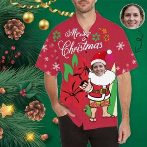 Custom Face Santa Claus Men'S Hawaiian Shirt  - Thelegend59