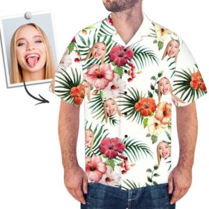 Custom Face Hawaiian Shirts Men S All Over Print Hawaiian Shirt Flowers  - Thelegend59