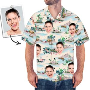Custom Face Hawaiian Shirts Men S All Over Print Hawaiian Shirt Gift For Christmas  - Thelegend59