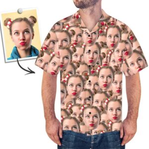 Custom Face Hawaiian Shirts Men S All Over Print Hawaiian Shirt Leaves  - Thelegend59