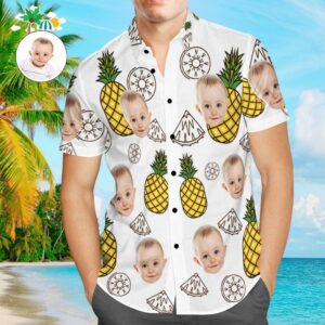Custom Face Hawaiian Shirts Men S Hawaiian Shirt Funny Pineapple  - Thelegend59