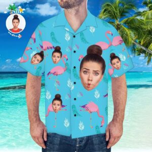 Custom Face Hawaiian Shirts Men S Hawaiian Shirt Pink Flamingo  - Thelegend59
