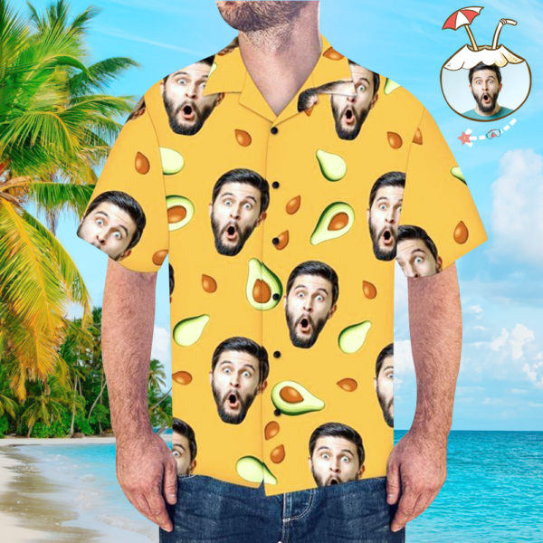 Custom Face Hawaiian Shirts Men'S Hawaiian Shirt Avocado  - Thelegend59