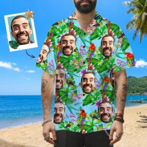 Custom Face Hawaiian Shirts Men'S Hawaiian Shirt Colorful Parrot  - Thelegend59