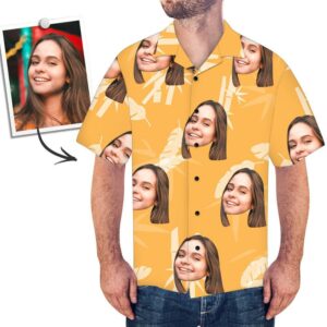 Custom Face Hawaiian Shirts Men'S Hawaiian Shirt Simple Style Yellow  - Thelegend59