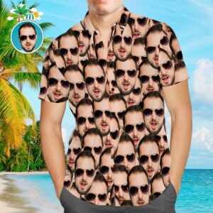 Custom Face Hawaiian Shirts With Name Men'S Hawaiian Shirt Face Mash  - Thelegend59
