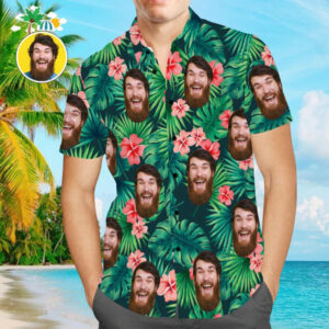 Custom Face Hawaiian Shirts With Text Men'S Hawaiian Shirt Red Flowers  - Thelegend59